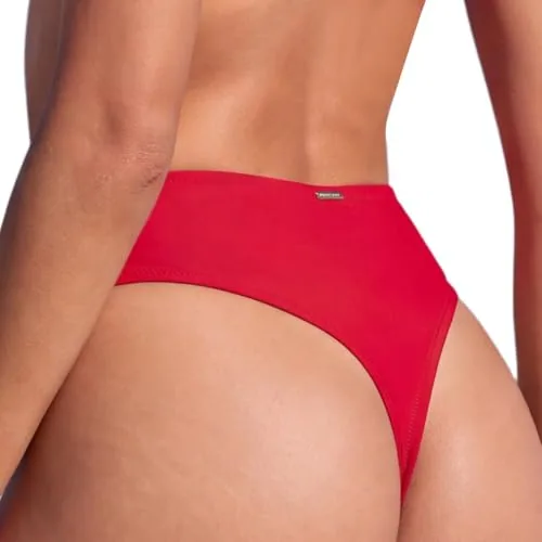 High Waisted Bikini Bottom, Red (red)