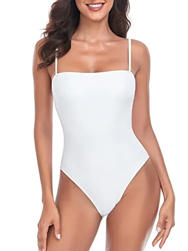 High Cut Bandeau One Piece, White (Small)