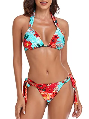 High Cut Triangle Bikini Set, Blue