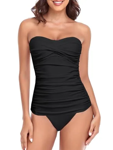 Cheeky Bandeau Tankini, Black