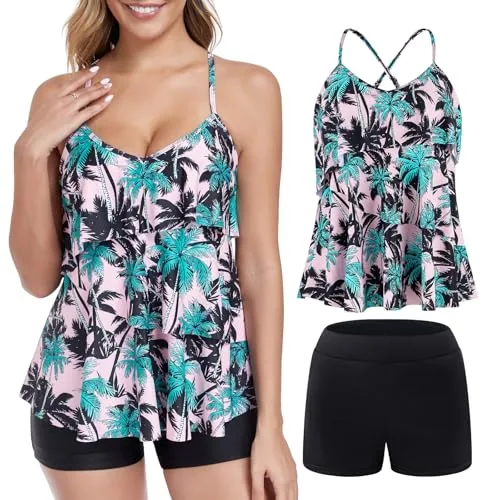 High Waisted V Neck Tankini, Black