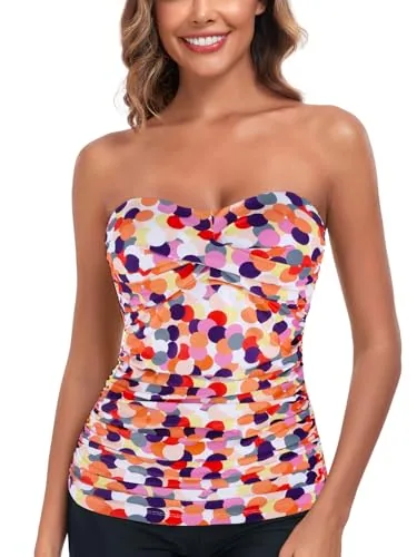 Tummy Control Bandeau Tankini, Polka Dot