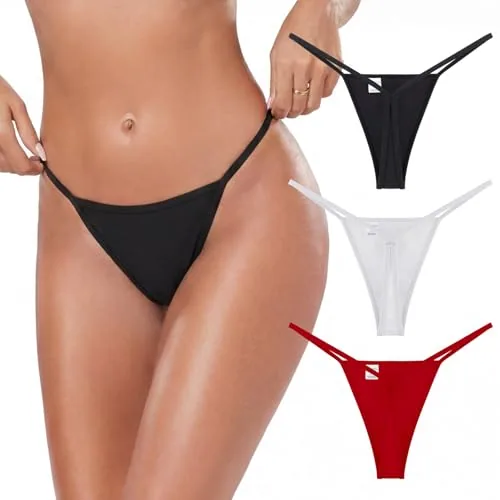 Thong Bikini Bottom, Black (black+white+red)