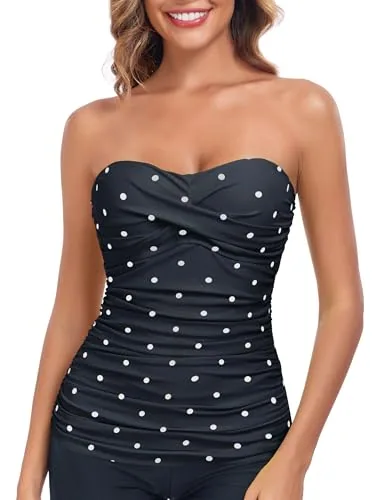 Tummy Control Bandeau Tankini, Black (X-Large)