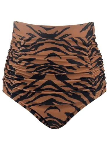 High Waisted Bikini Bottom, Zebra
