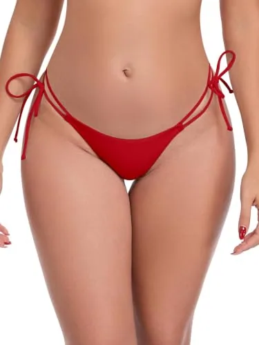Thong Bikini Bottom, Red (Small)