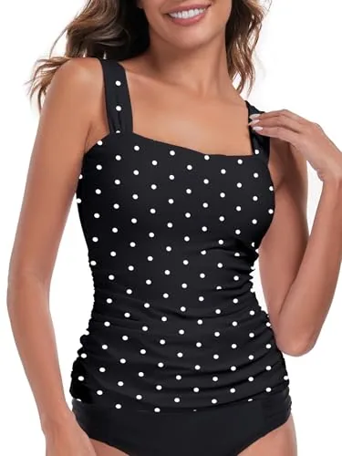 Tummy Control Bandeau Tankini, Black