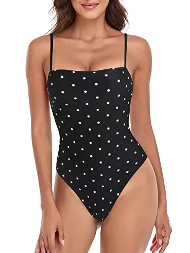 High Cut Bandeau One Piece, Black