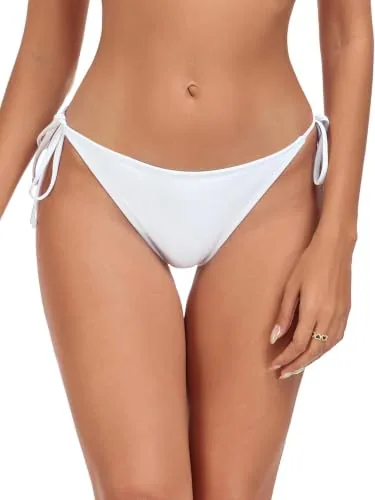 Side Tie Bikini Bottom, White