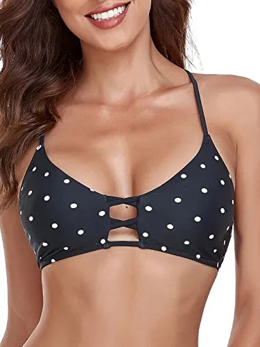 Triangle Bikini Top, Black (black polka dot)